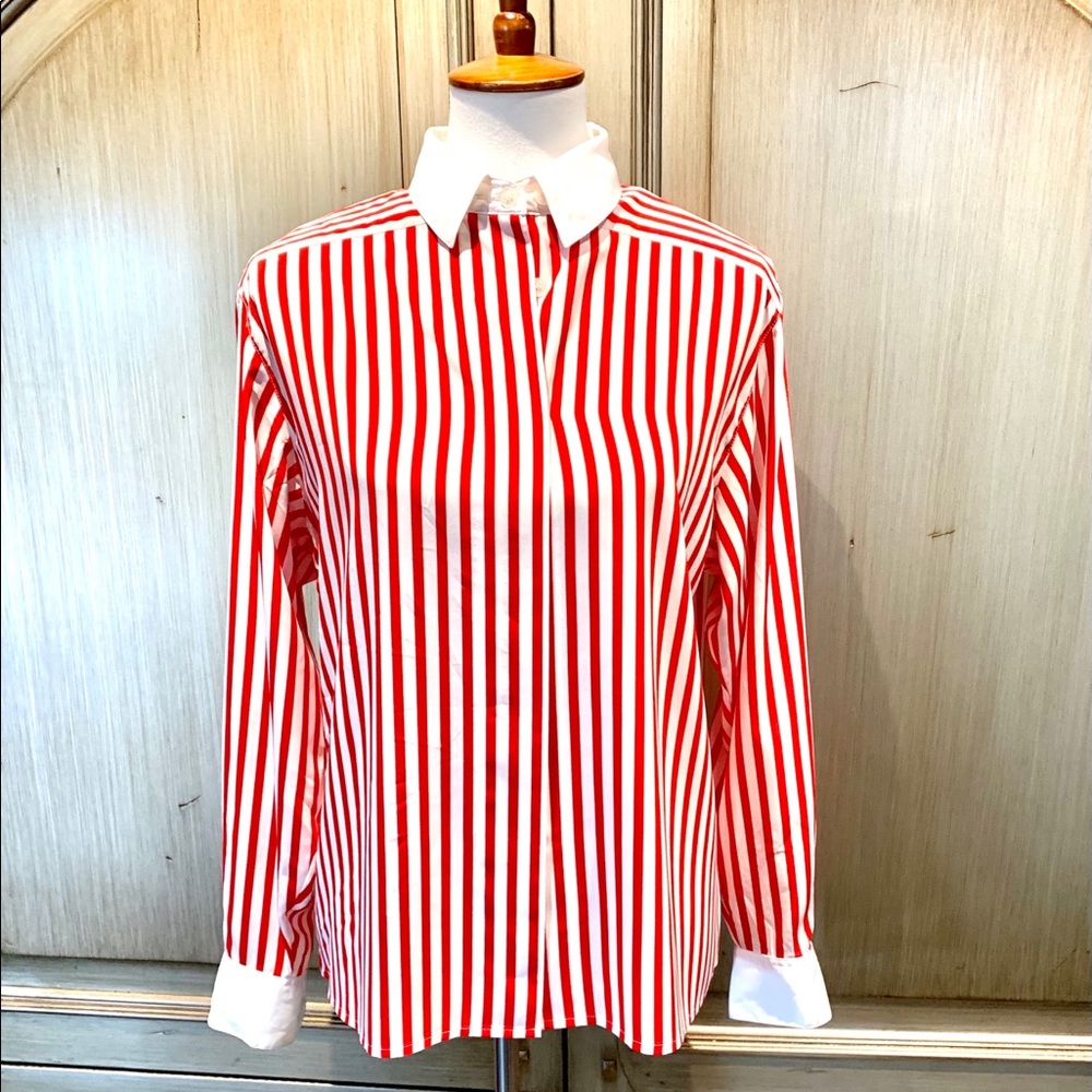 Vintage Liz Claiborne red and white blouse sz6